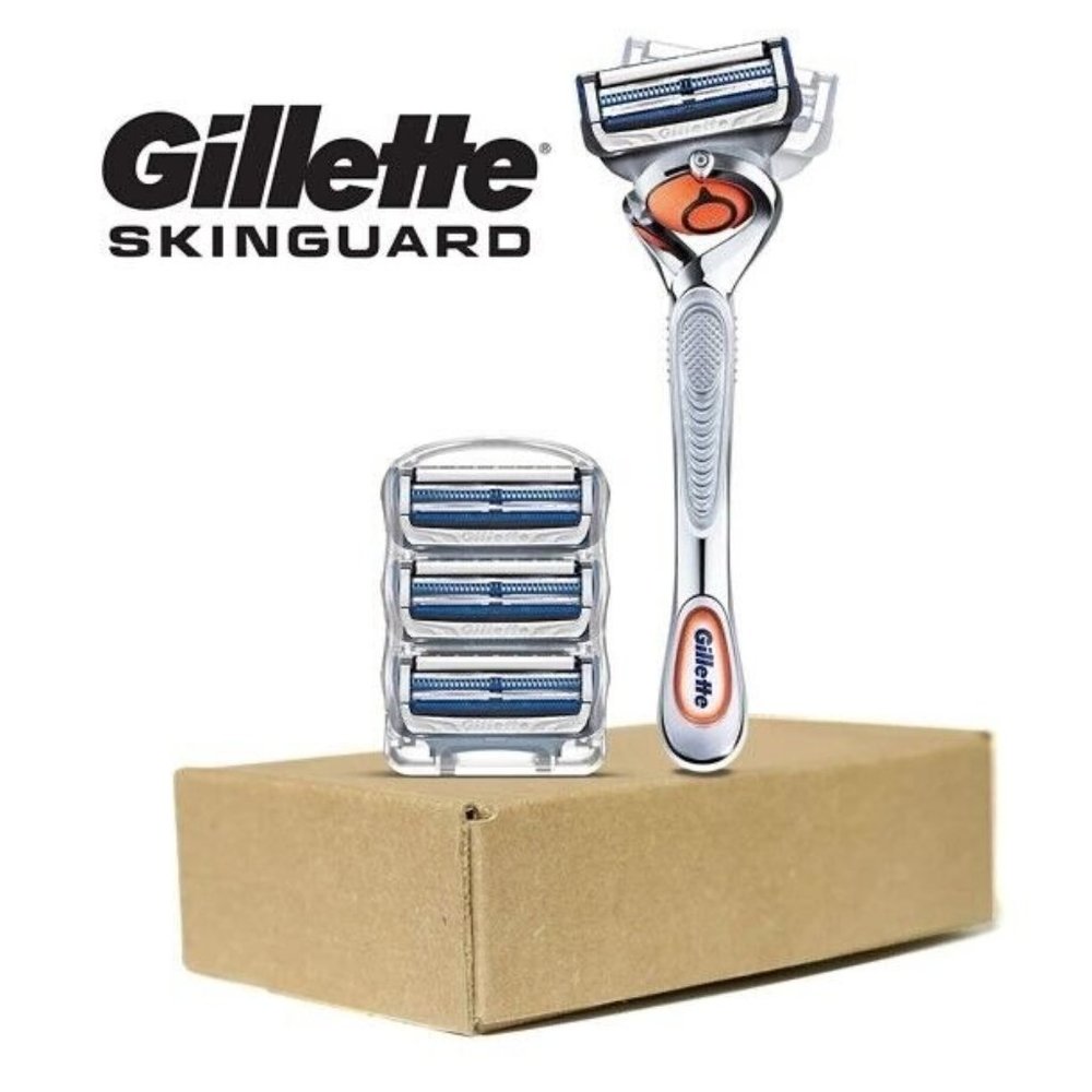 Gillette SkinGuard Men's Razor Handle + 4 Blade Refills - NEW!
